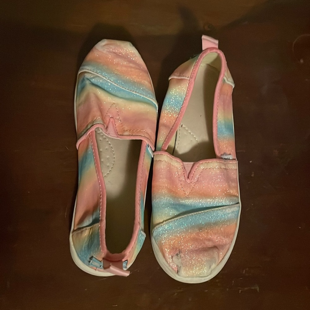 Toms rainbow glitter espadrilles, size 2